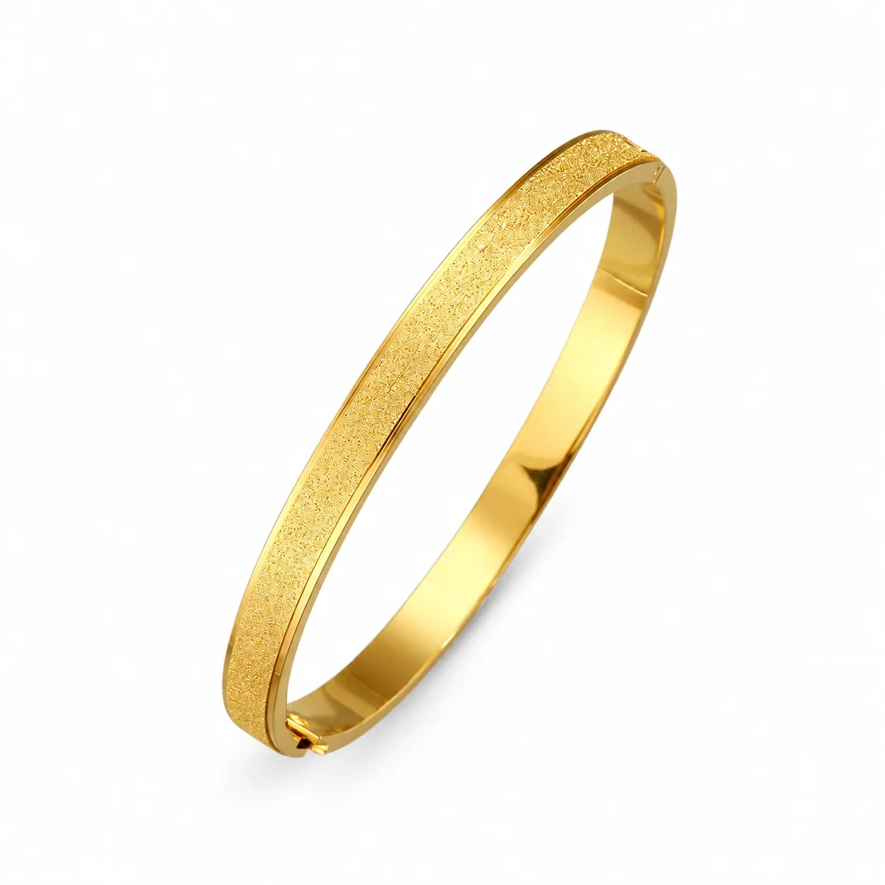Bangle Bracelet, Triple Crystal Slider, Gold-Plated Stainless Steel - Gold Matte