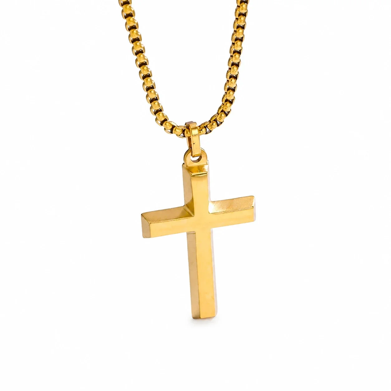 Produktfoto: Kreuzanhänger Edelstahl Halskette mit Box Chain
