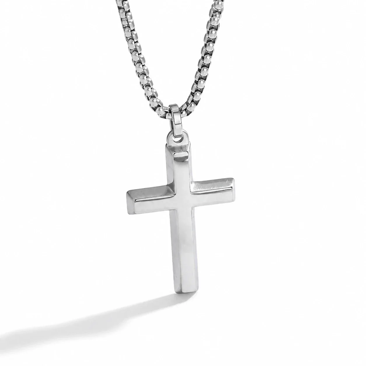 Produktfoto: Kreuzanhänger Edelstahl Halskette mit Box Chain