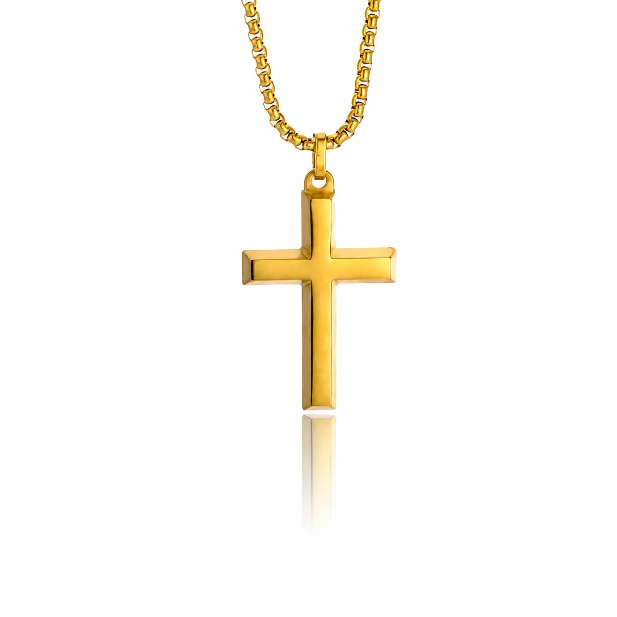 Produktfoto: Kreuzanhänger Edelstahl Halskette mit Box Chain