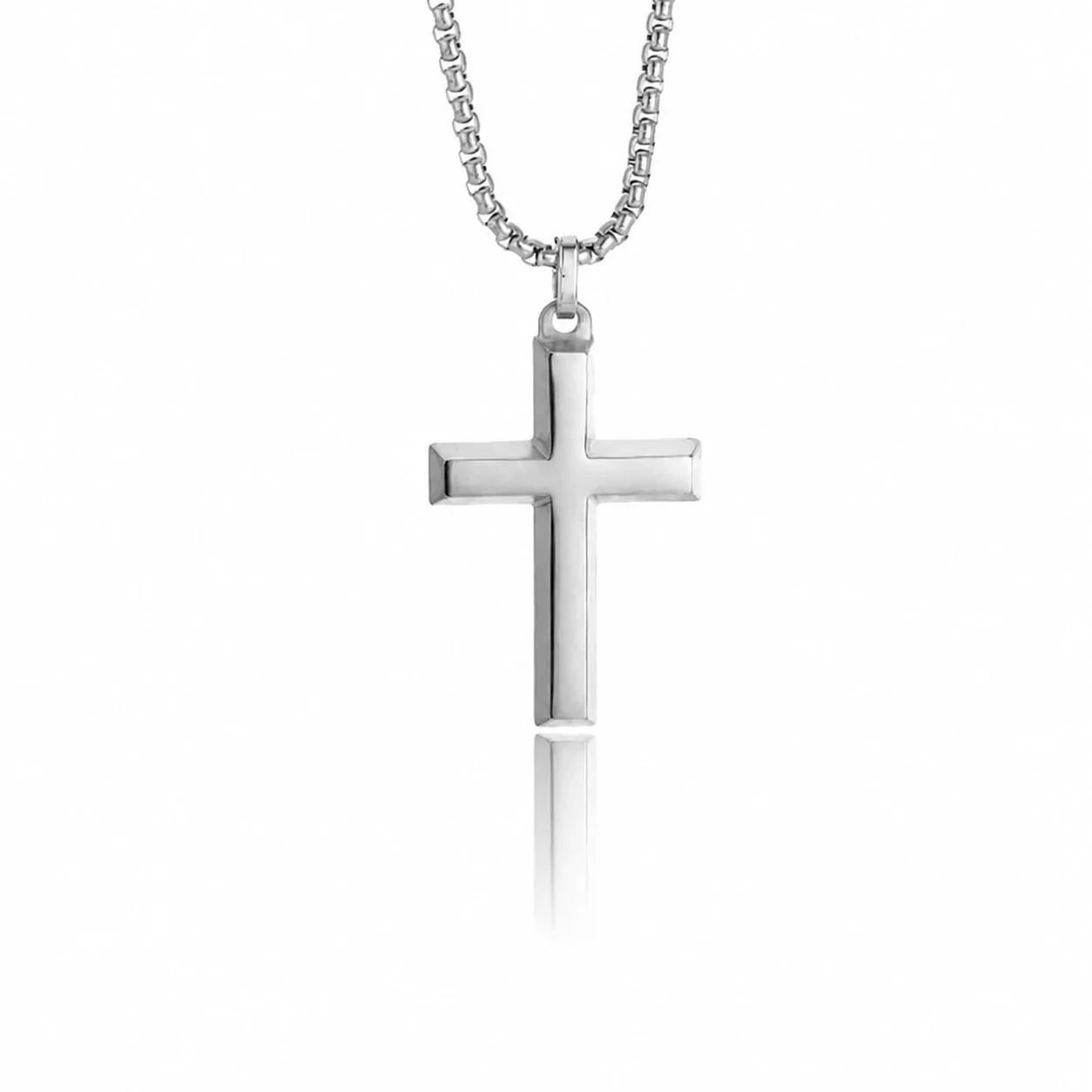 Produktfoto: Kreuzanhänger Edelstahl Halskette mit Box Chain