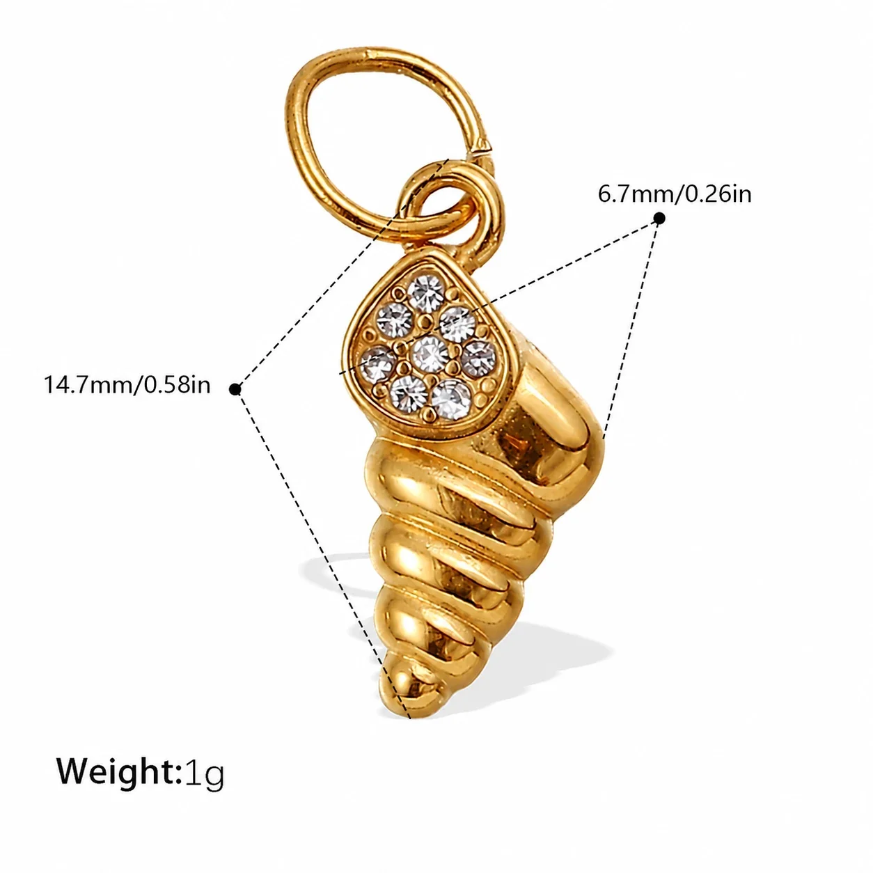 Photo produit : Jolies Breloques Pendentif Océan en Acier Inoxydable, Pavé et PVD Doré