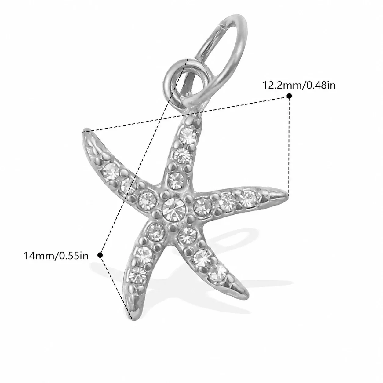 Photo produit : Jolies Breloques Pendentif Océan en Acier Inoxydable, Pavé et PVD Doré