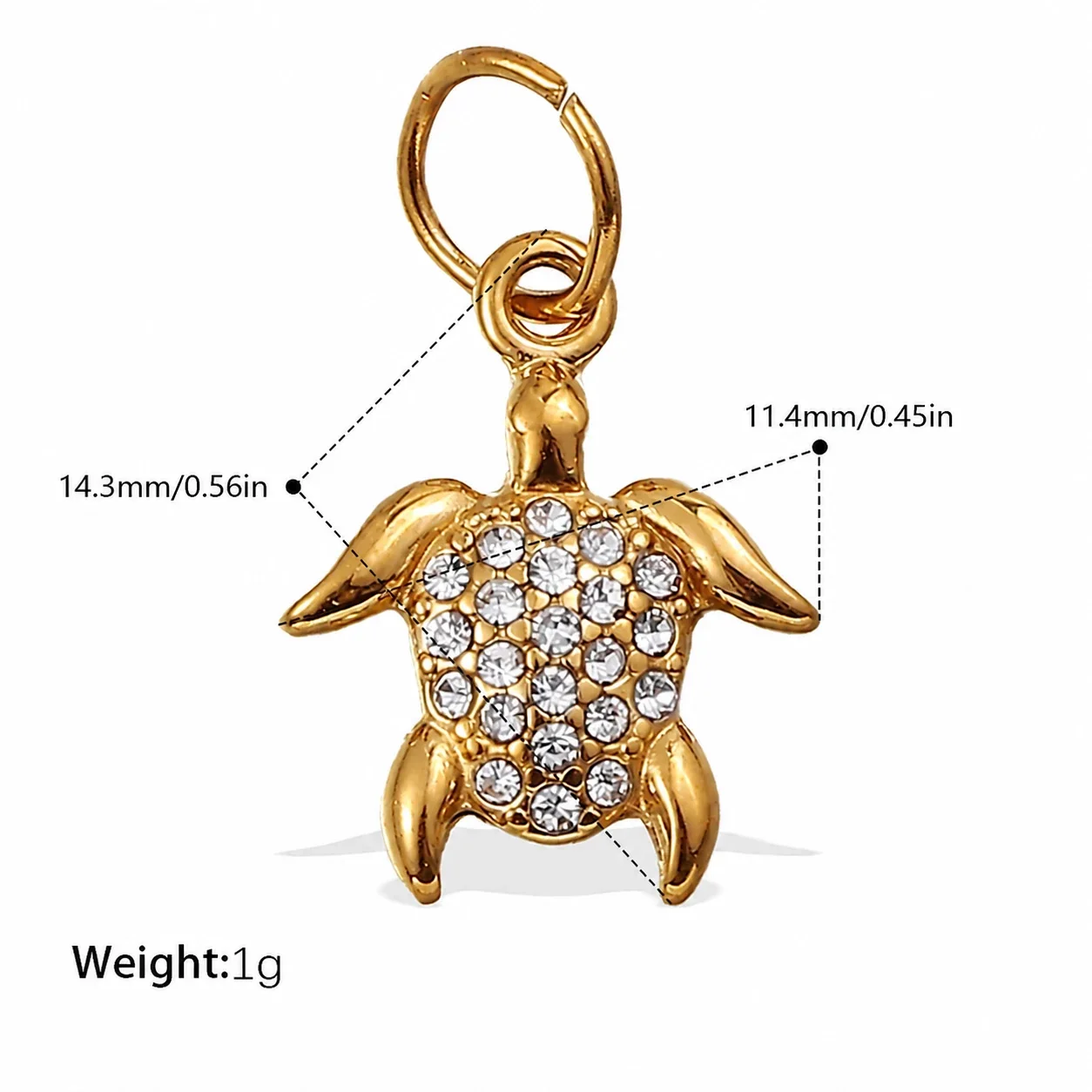 Photo produit : Jolies Breloques Pendentif Océan en Acier Inoxydable, Pavé et PVD Doré