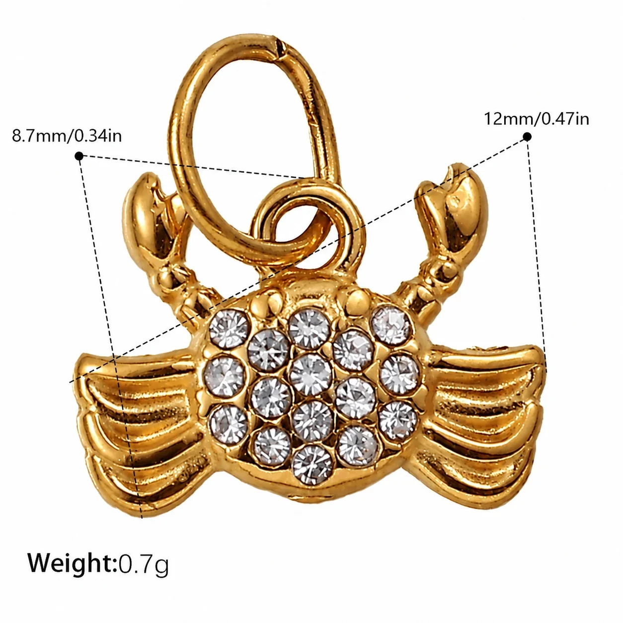 Photo produit : Jolies Breloques Pendentif Océan en Acier Inoxydable, Pavé et PVD Doré