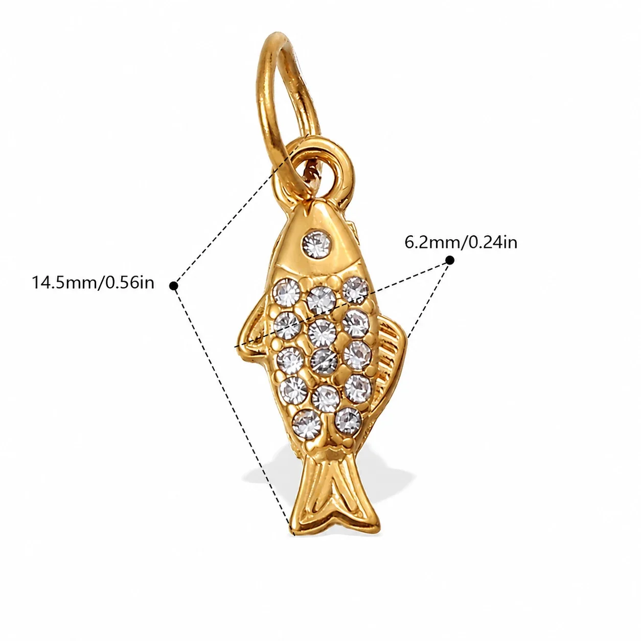 Photo produit : Jolies Breloques Pendentif Océan en Acier Inoxydable, Pavé et PVD Doré