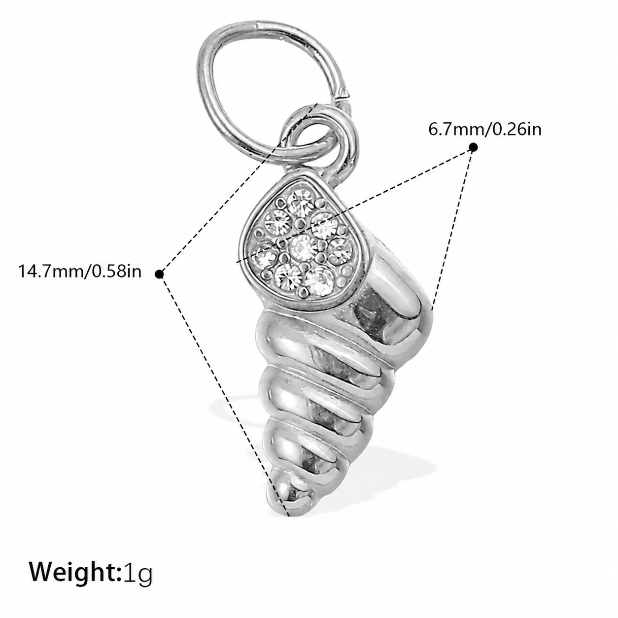 Photo produit : Jolies Breloques Pendentif Océan en Acier Inoxydable, Pavé et PVD Doré