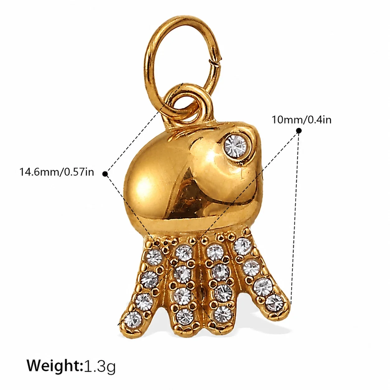 Photo produit : Jolies Breloques Pendentif Océan en Acier Inoxydable, Pavé et PVD Doré