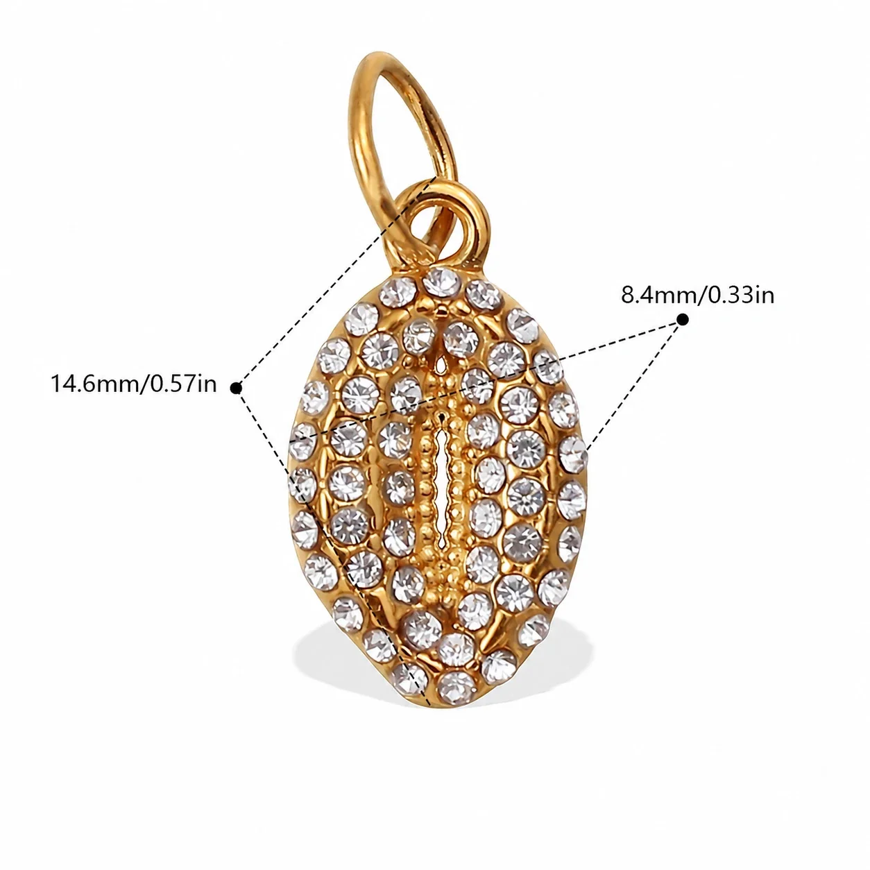Photo produit : Jolies Breloques Pendentif Océan en Acier Inoxydable, Pavé et PVD Doré