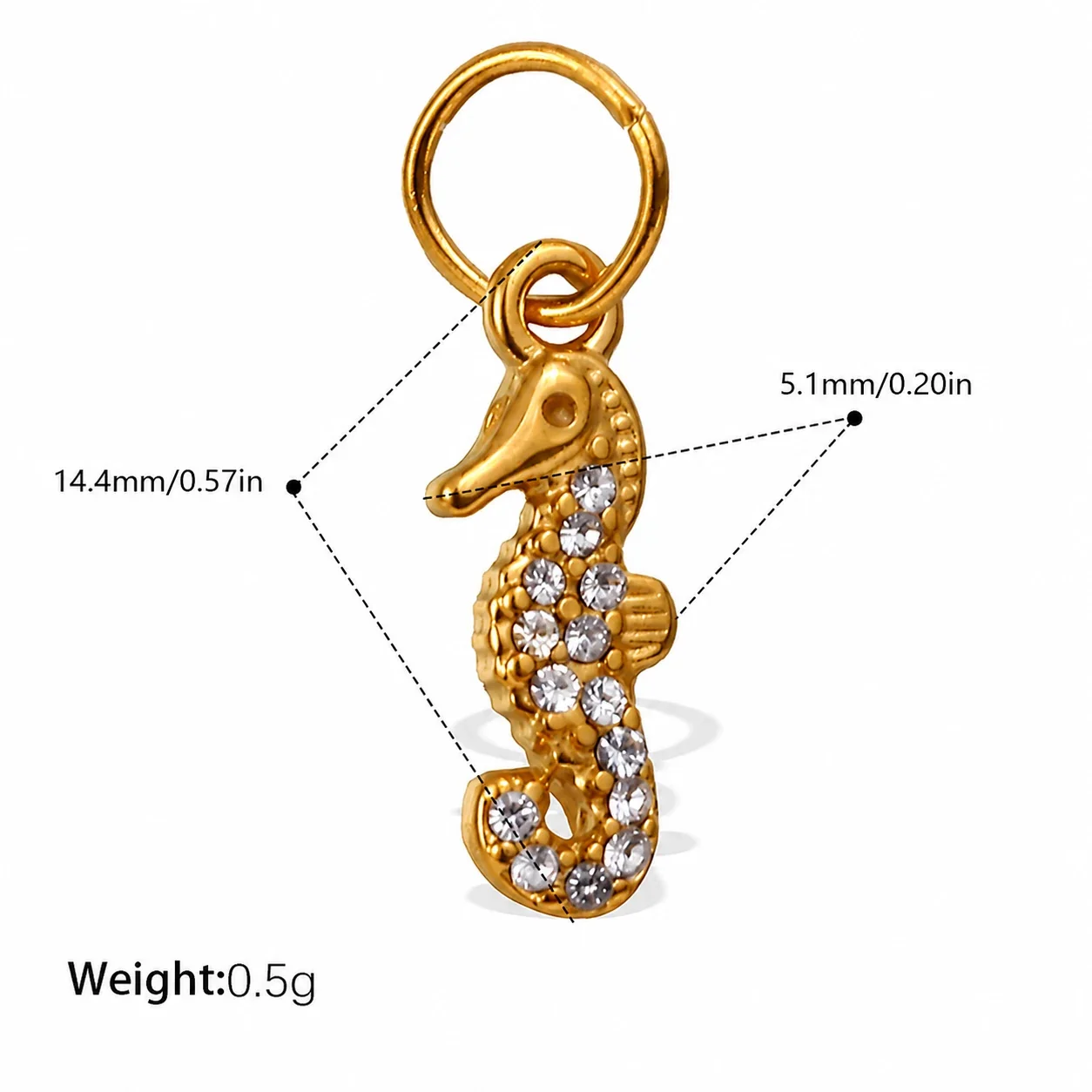 Photo produit : Jolies Breloques Pendentif Océan en Acier Inoxydable, Pavé et PVD Doré