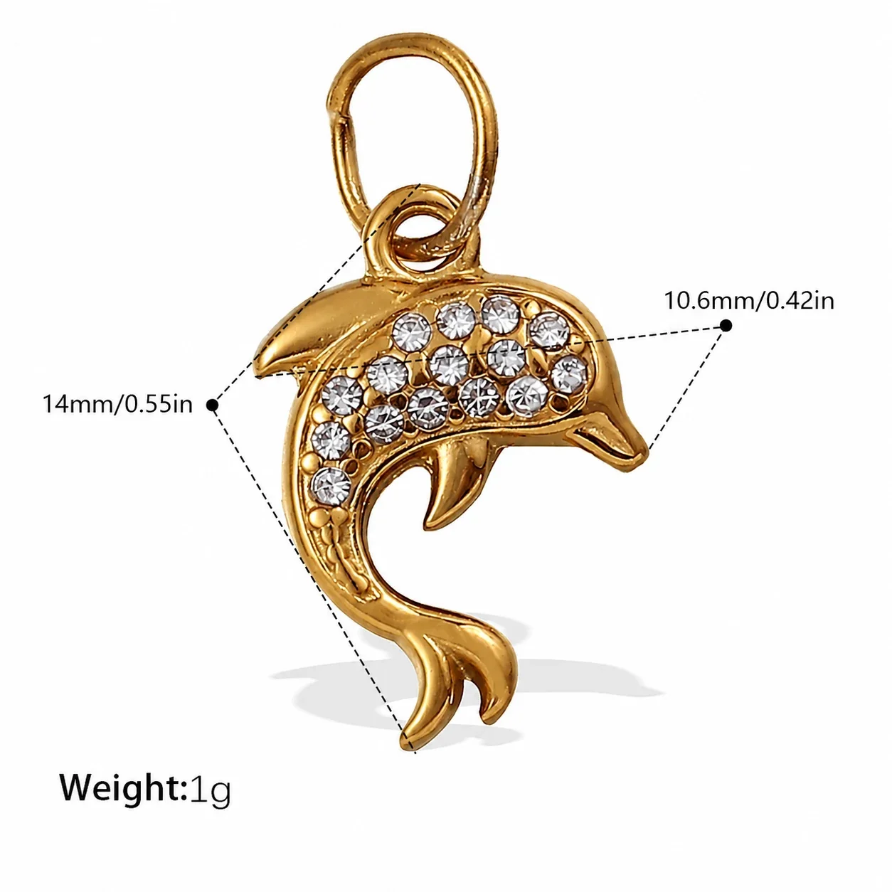 Photo produit : Jolies Breloques Pendentif Océan en Acier Inoxydable, Pavé et PVD Doré
