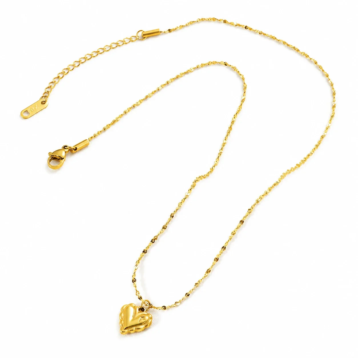 Romantic Plated Stainless Steel Puffy Heart Satellite Necklace