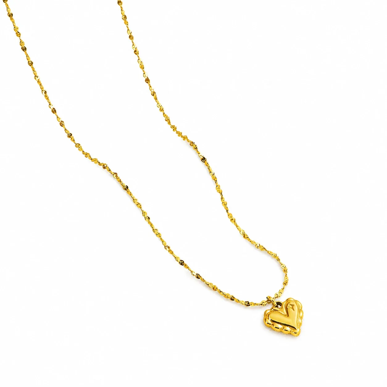 Romantic Plated Stainless Steel Puffy Heart Satellite Necklace