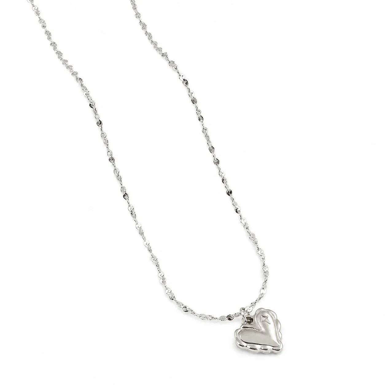 Romantic Plated Stainless Steel Puffy Heart Satellite Necklace