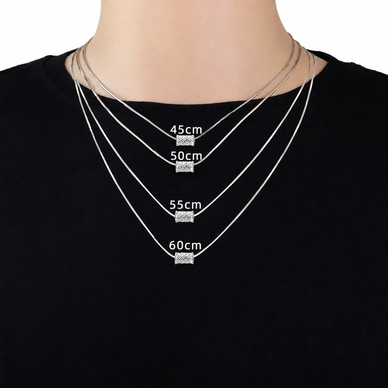 Silver-Plated Stainless Steel Woven Barrel Pendant Necklace