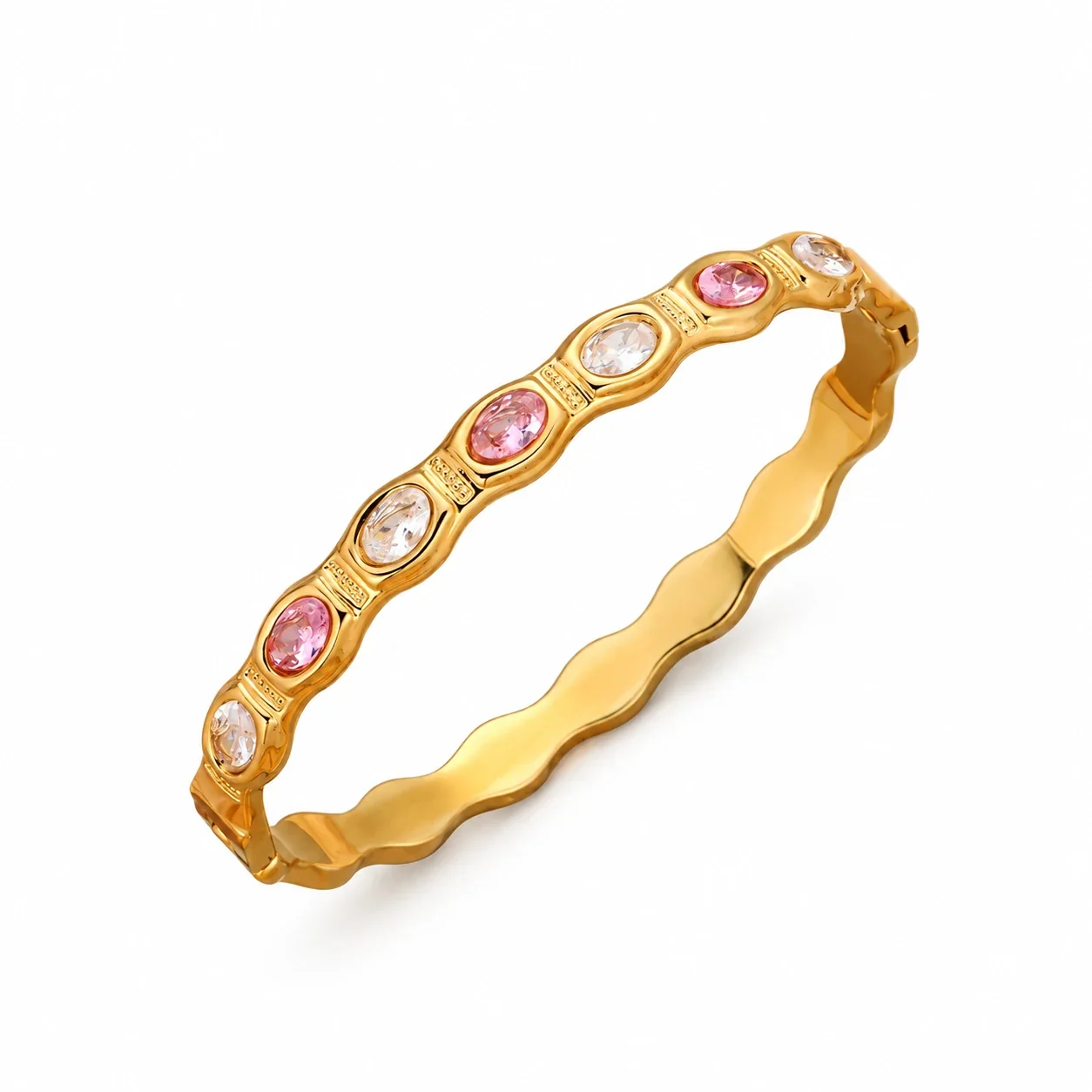Foto do produto: Bangle Bracelet with Oval Crystal Stations, 18K Gold-Plated