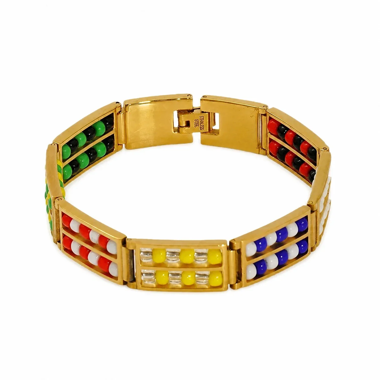 Vivid 18K Gold-Plated Double-Row Bead Link Bracelet