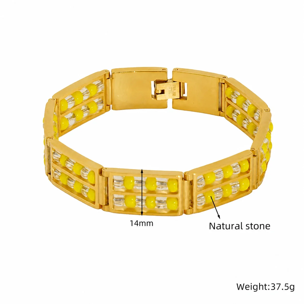 Vivid 18K Gold-Plated Double-Row Bead Link Bracelet - Gold Clear Yellow