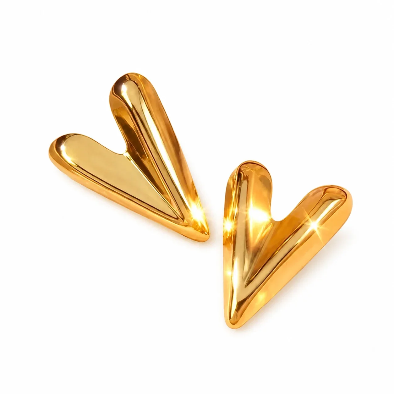 Foto del producto: Pendientes acero inoxidable 316 PVD con forma de corazón y ranura en V en relieve