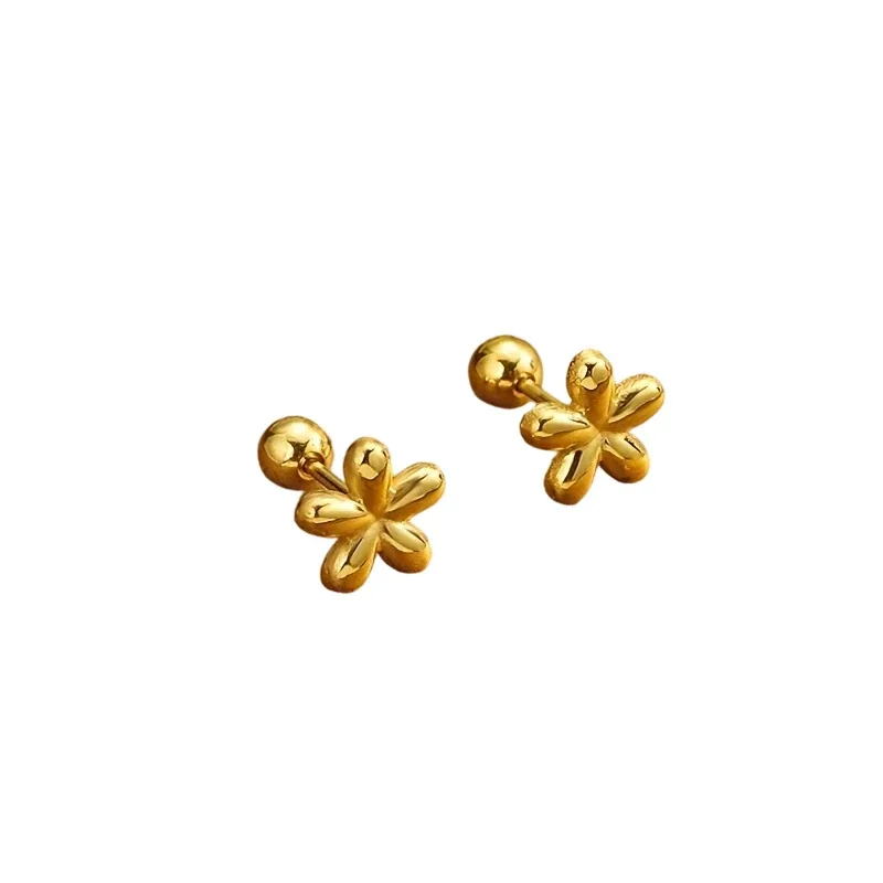Petite 316 Stainless Steel Puffed Flower Stud Earrings