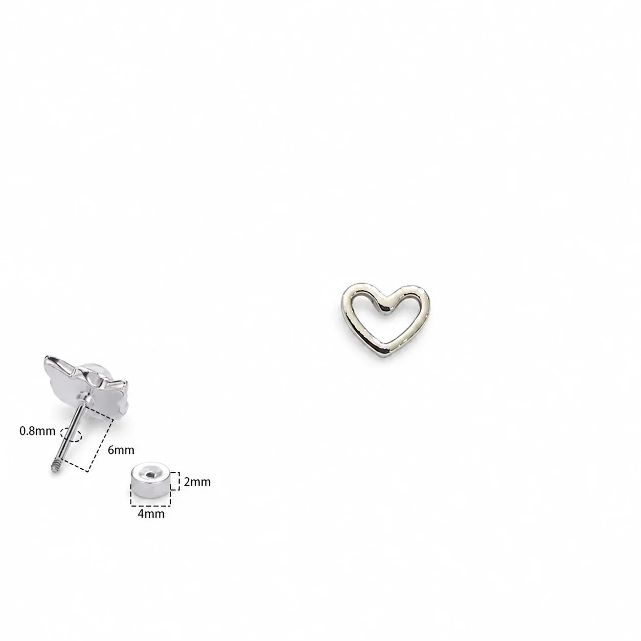 Delicate 316 Stainless Steel Open Heart Ear Cuff - Silver . mm Gauge mm Length