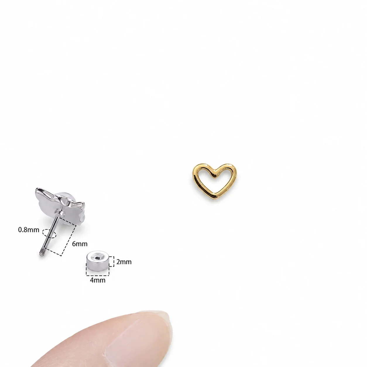 Delicate 316 Stainless Steel Open Heart Ear Cuff - Coffee Gold . mm Gauge mm Length