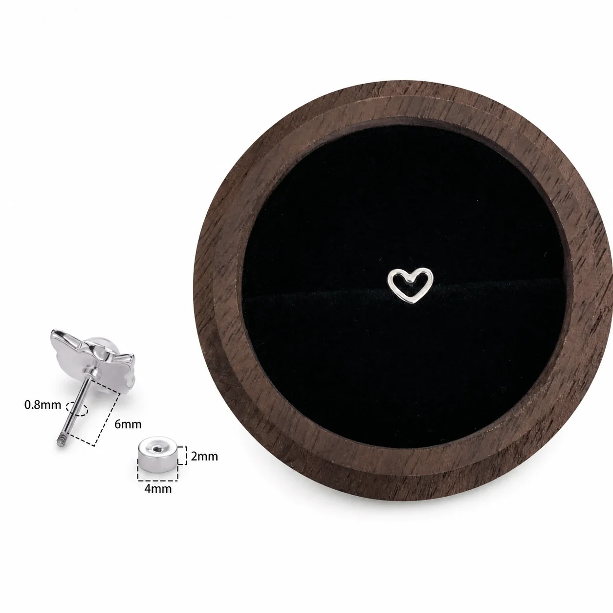 Delicate 316 Stainless Steel Open Heart Ear Cuff - Thick Silver . mm Gauge mm Length