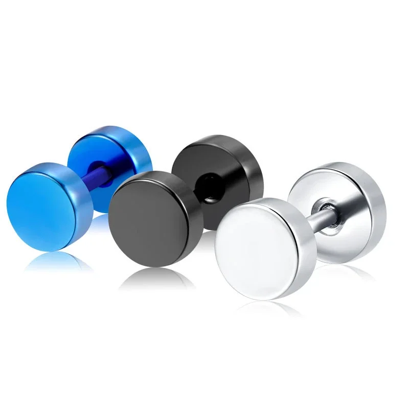 Minimal Stainless Steel Flat Disc Screw-Back Stud Earrings