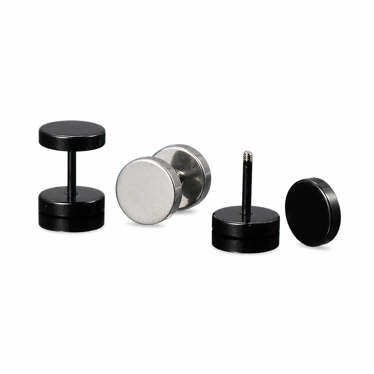 Minimal Stainless Steel Flat Disc Screw-Back Stud Earrings