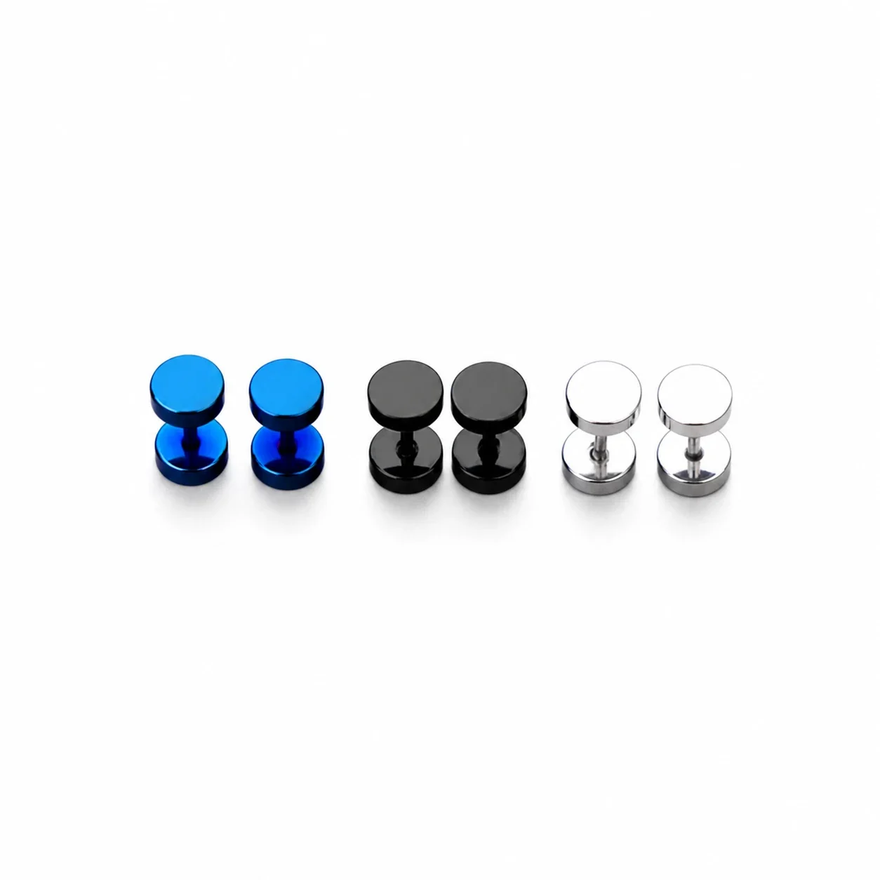 Minimal Stainless Steel Flat Disc Screw-Back Stud Earrings