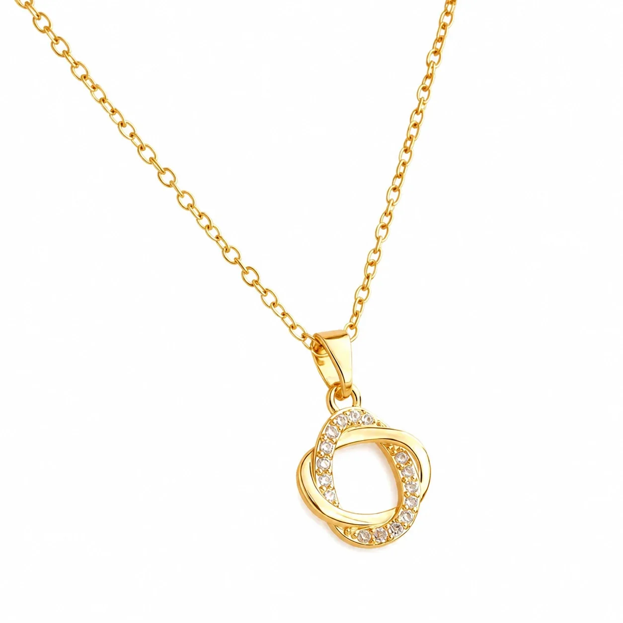 Edelstahl Halskette mit Pavé-Rosenring-Anhänger, 316 Edelstahl, Gold PVD