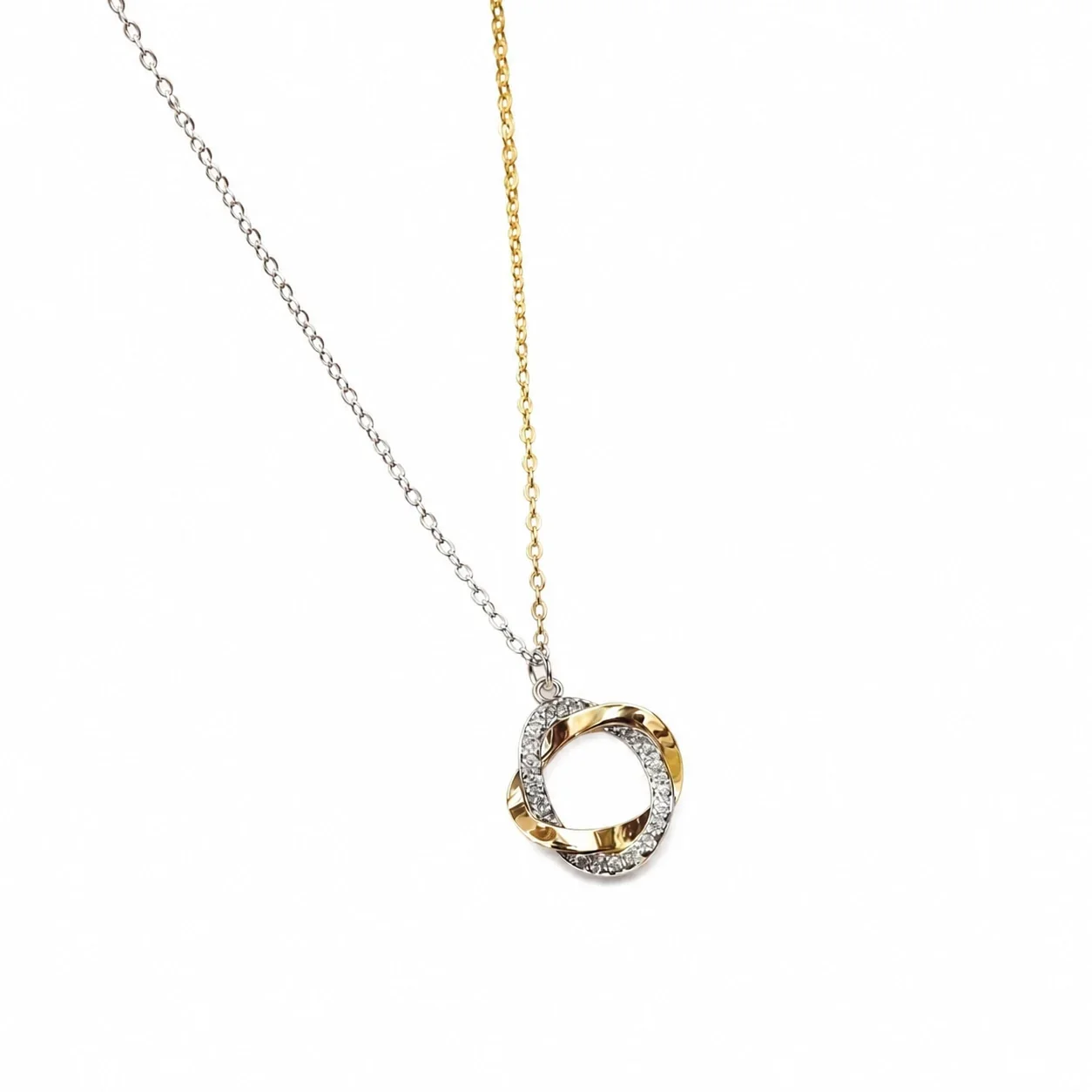 Pendant Necklace Pavé Rose Ring 316 Stainless Steel Gold PVD