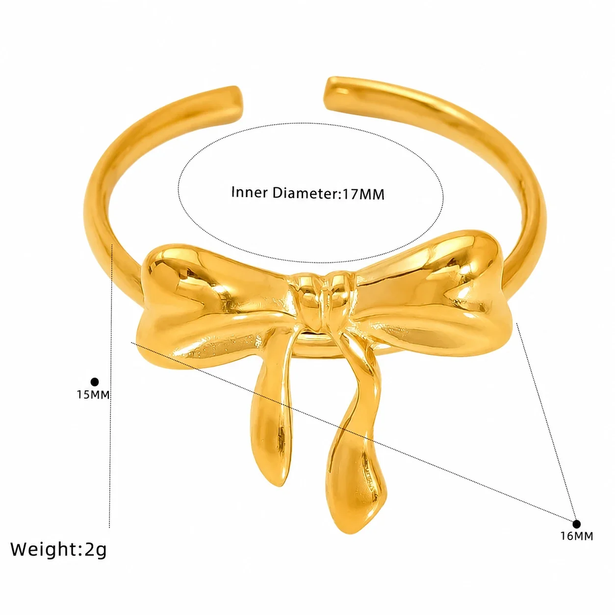 Playful 18K Gold-Plated Bow Crab Shell Open Ring - Gold Crab