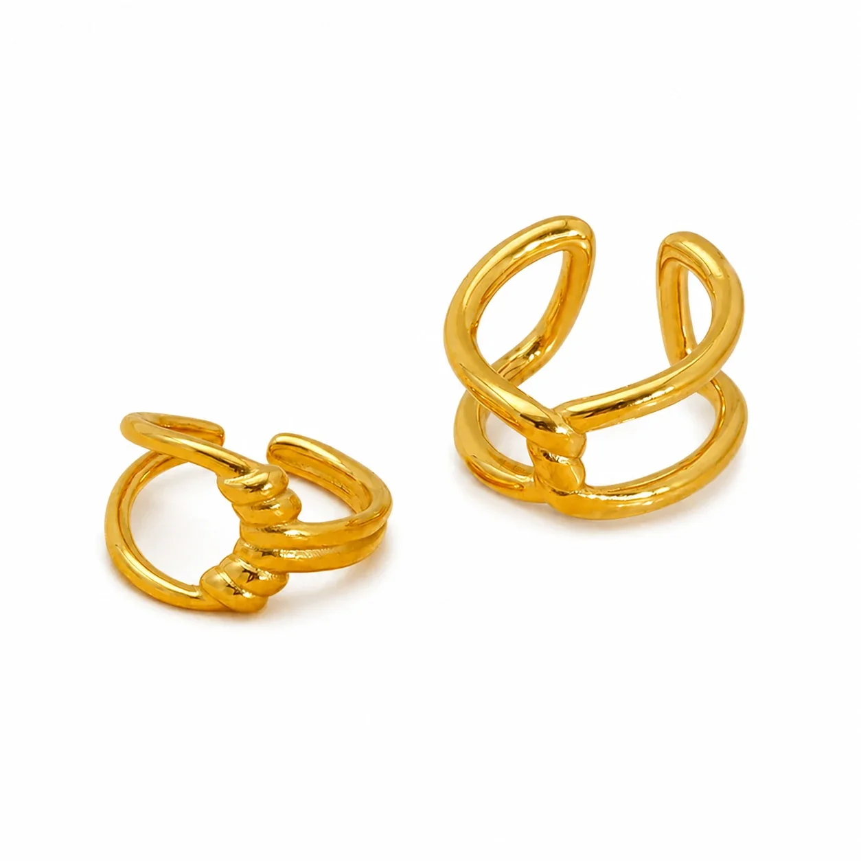 Sculptural 18K Gold-Plated Open-Front Knot Ring