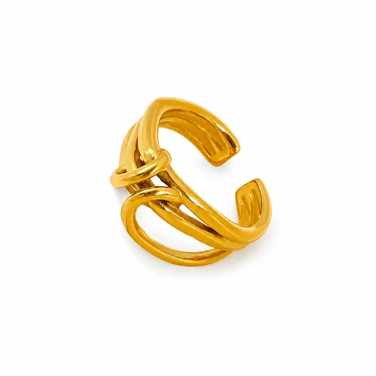 Sculptural 18K Gold-Plated Open-Front Knot Ring