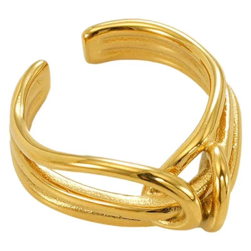 Sculptural 18K Gold-Plated Open-Front Knot Ring
