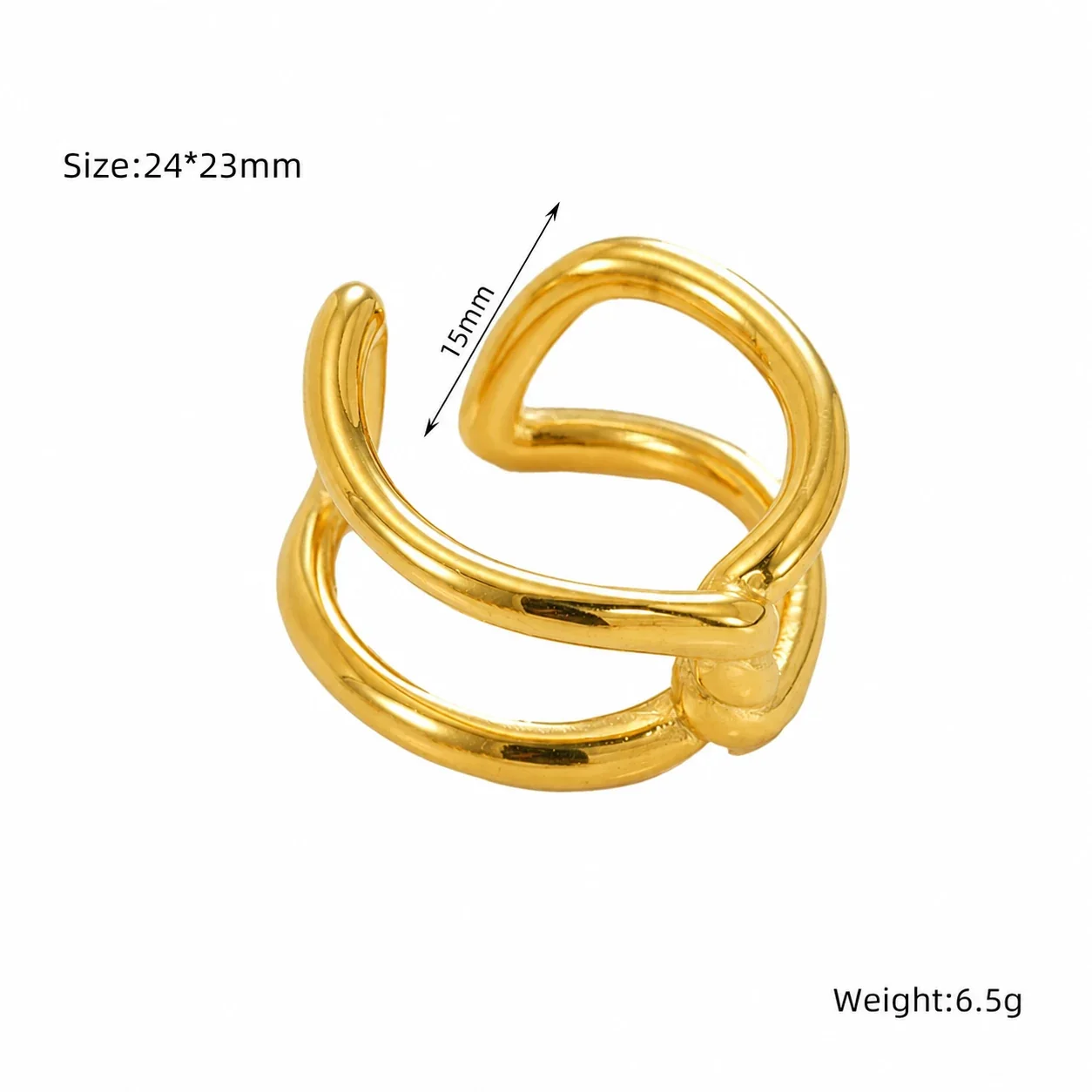 Sculptural 18K Gold-Plated Open-Front Knot Ring - Gold ZR1704G