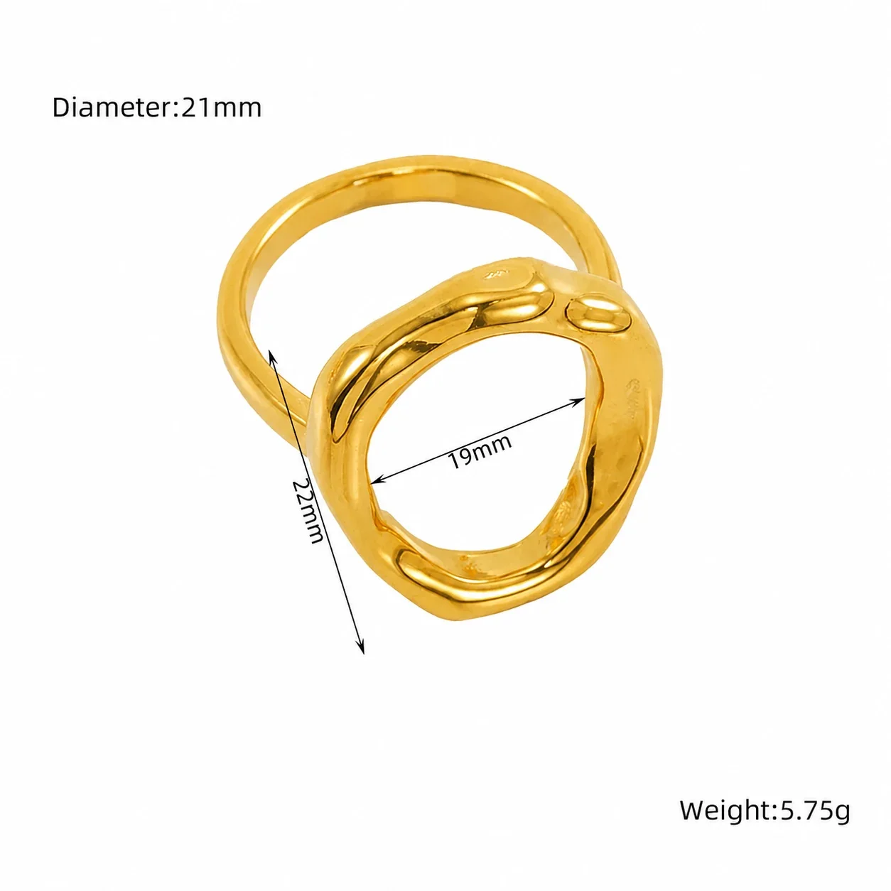 Sculptural 18K Gold-Plated Open-Front Knot Ring - Gold ZR1707G