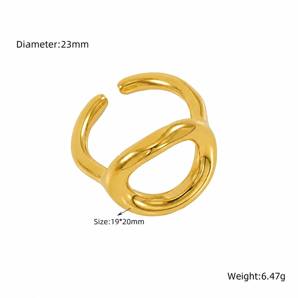 Sculptural 18K Gold-Plated Open-Front Knot Ring - Gold ZR1714G