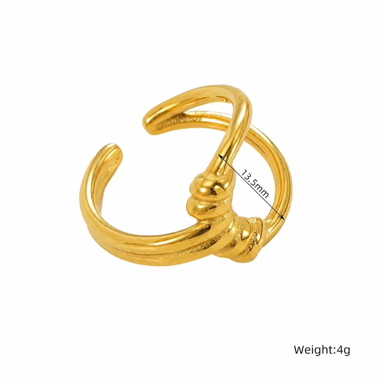 Sculptural 18K Gold-Plated Open-Front Knot Ring - Gold ZR1716G
