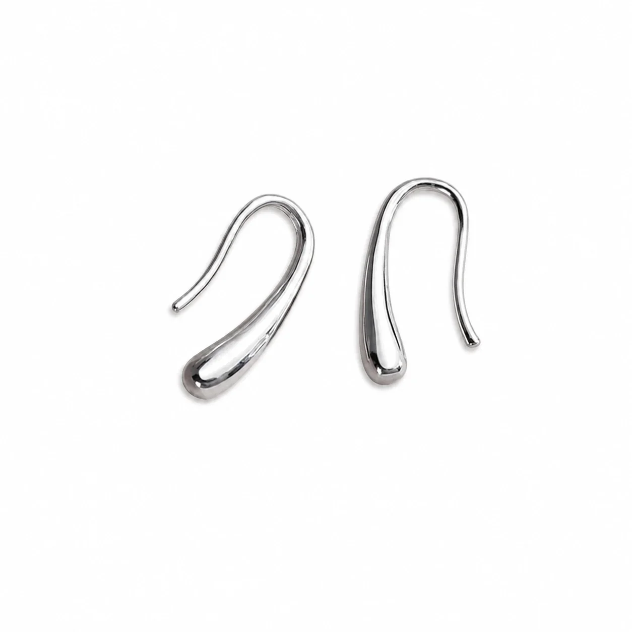 Fluid Stainless Steel Teardrop Hook Drop Earrings