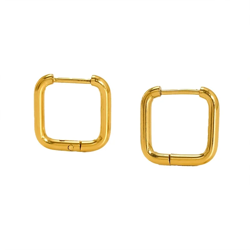 Sculptural Stainless Steel Gold PVD Geometric Huggie Hoop Earrings