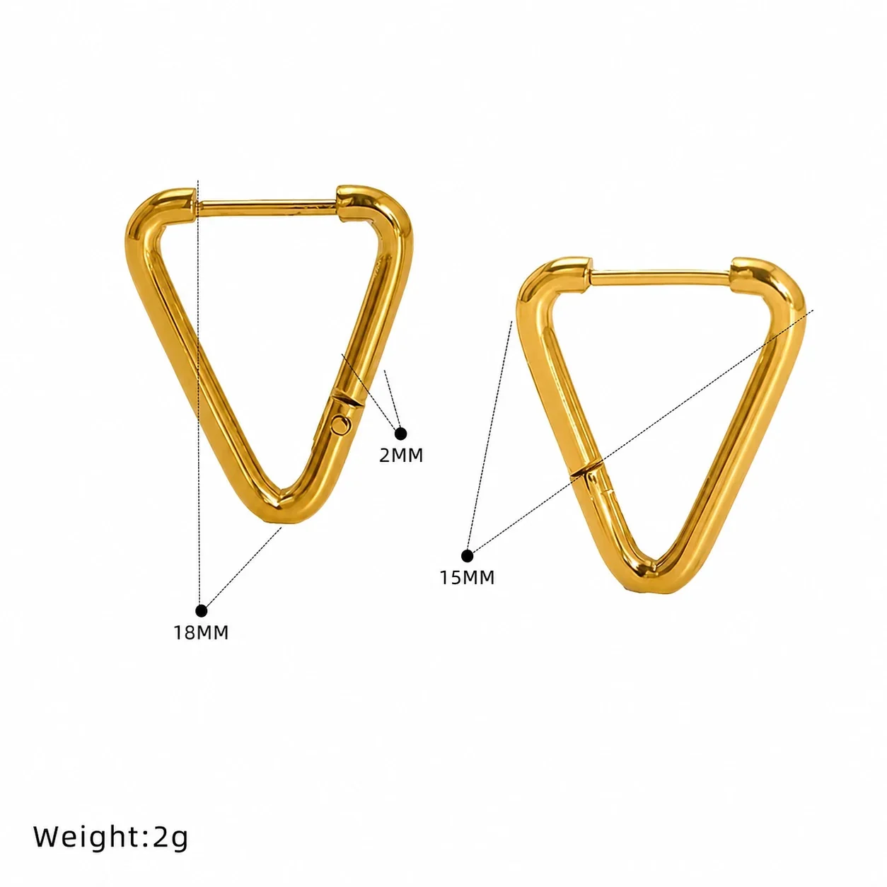 Sculptural Stainless Steel Gold PVD Geometric Huggie Hoop Earrings - Gold Square