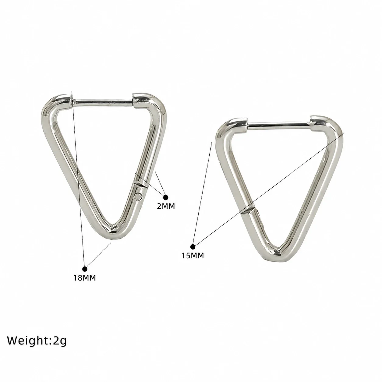 Sculptural Stainless Steel Gold PVD Geometric Huggie Hoop Earrings - Silver Square
