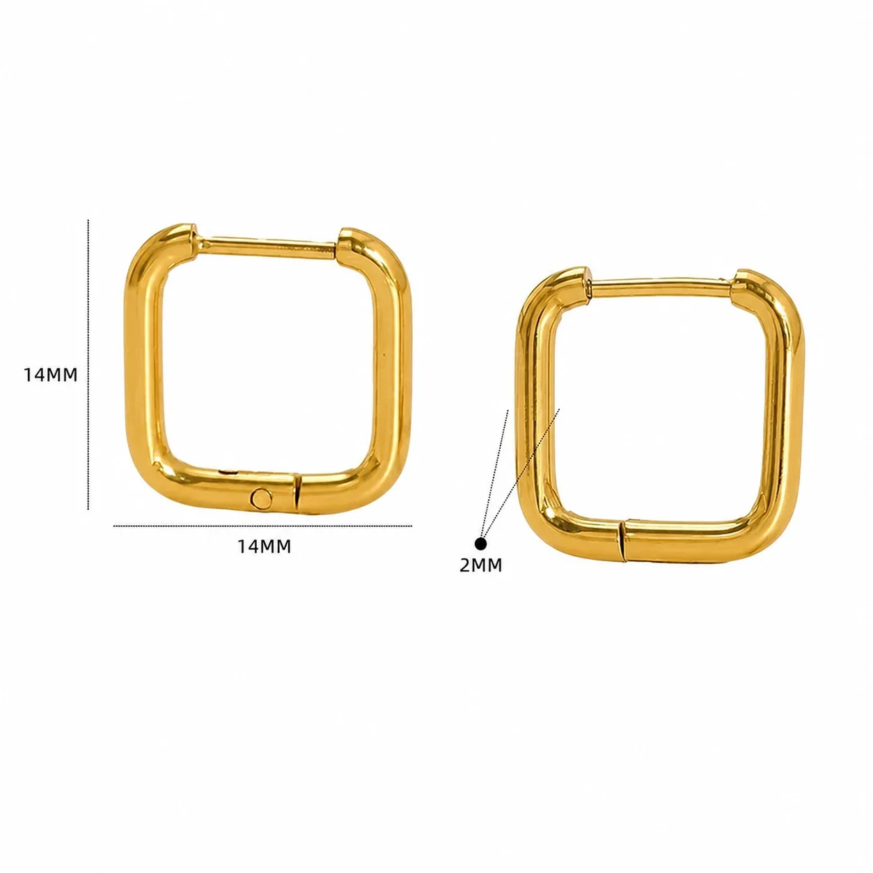 Sculptural Stainless Steel Gold PVD Geometric Huggie Hoop Earrings - Gold Triangle