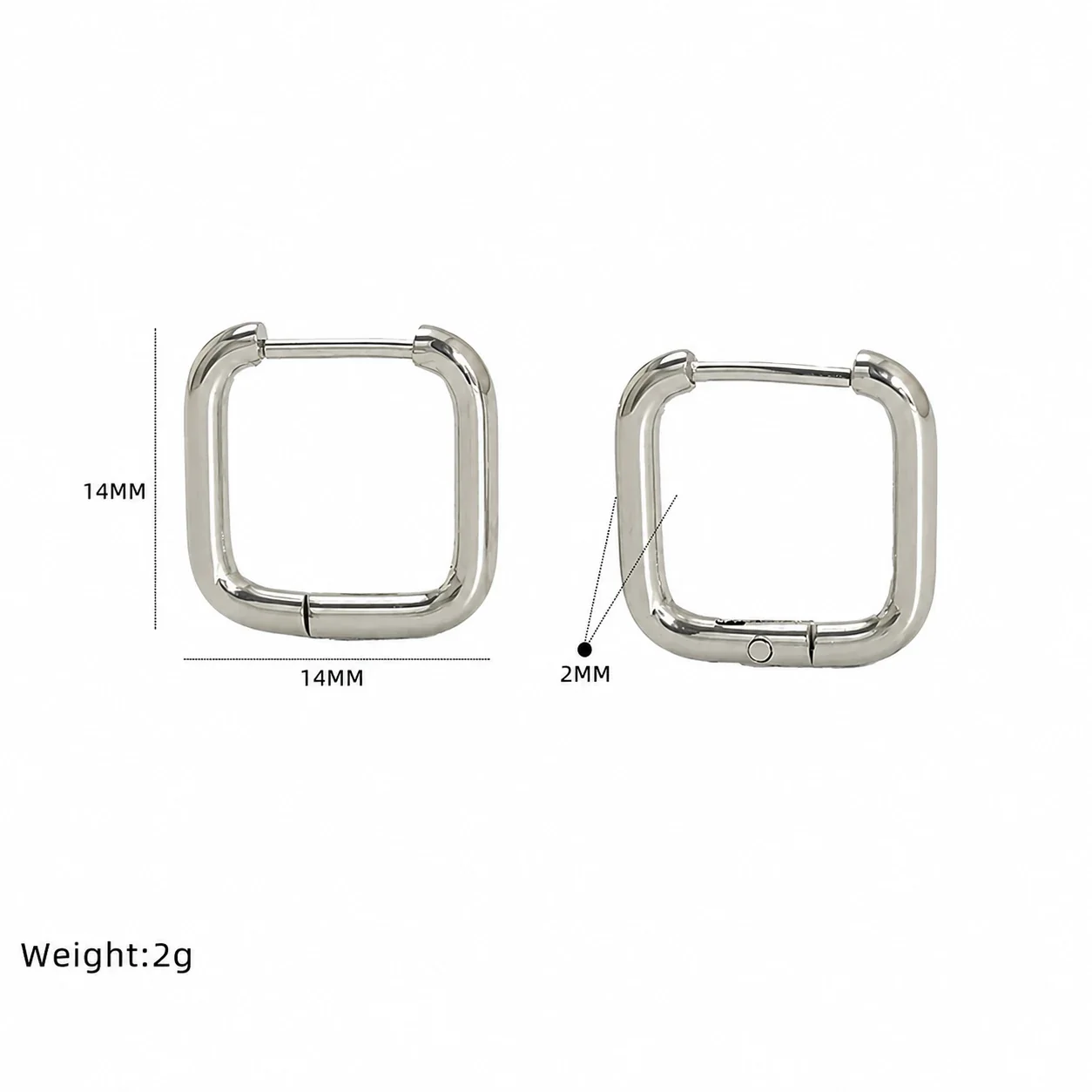 Sculptural Stainless Steel Gold PVD Geometric Huggie Hoop Earrings - Silver Triangle
