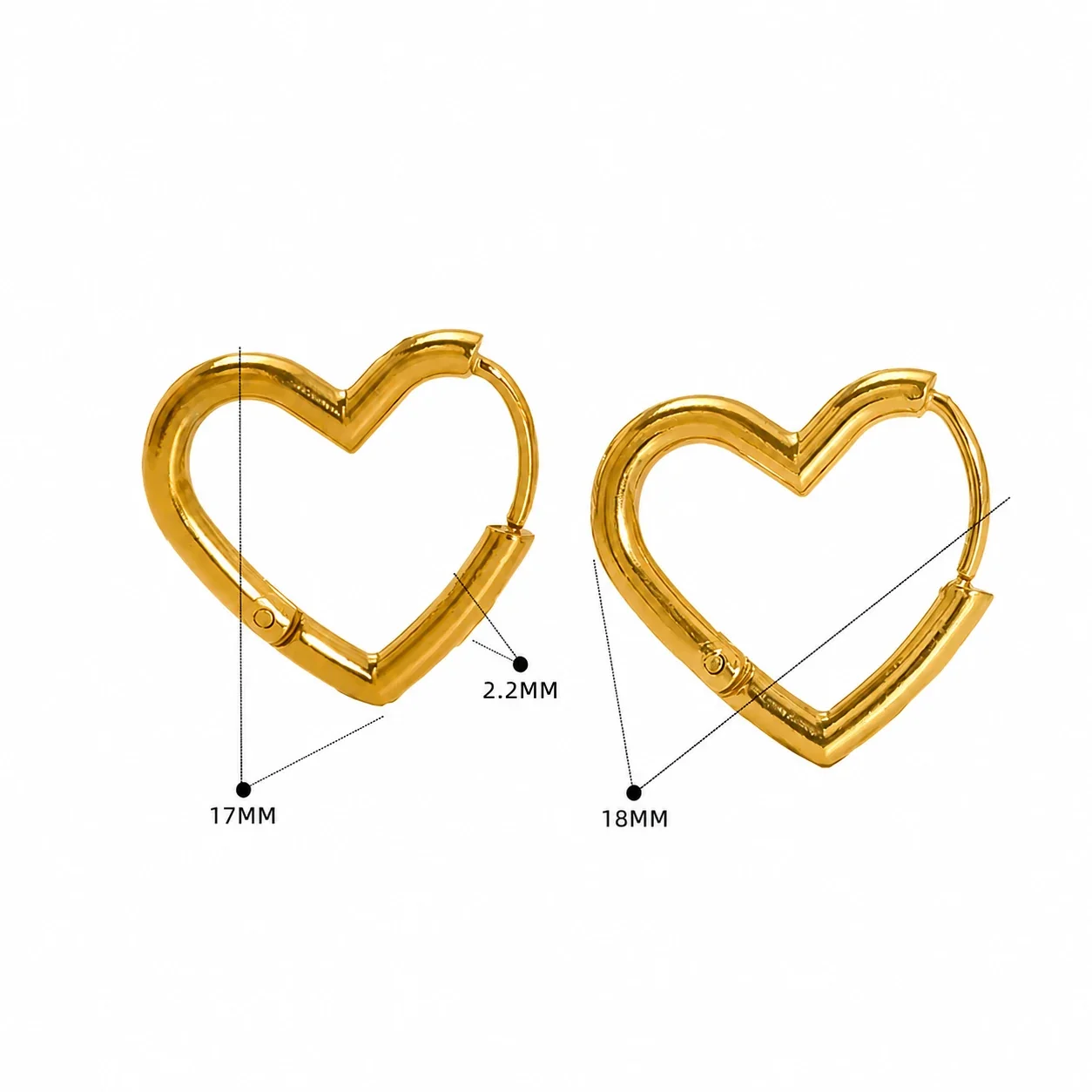 Sculptural Stainless Steel Gold PVD Geometric Huggie Hoop Earrings - Gold Hexagon