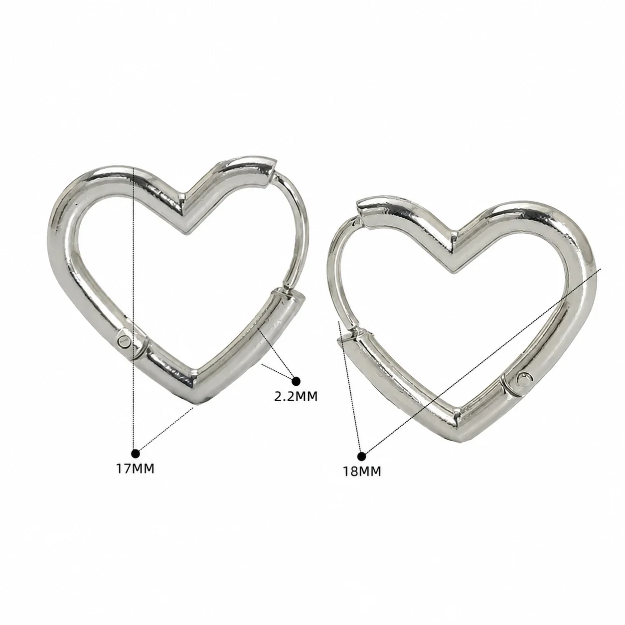 Sculptural Stainless Steel Gold PVD Geometric Huggie Hoop Earrings - Silver Hexagon