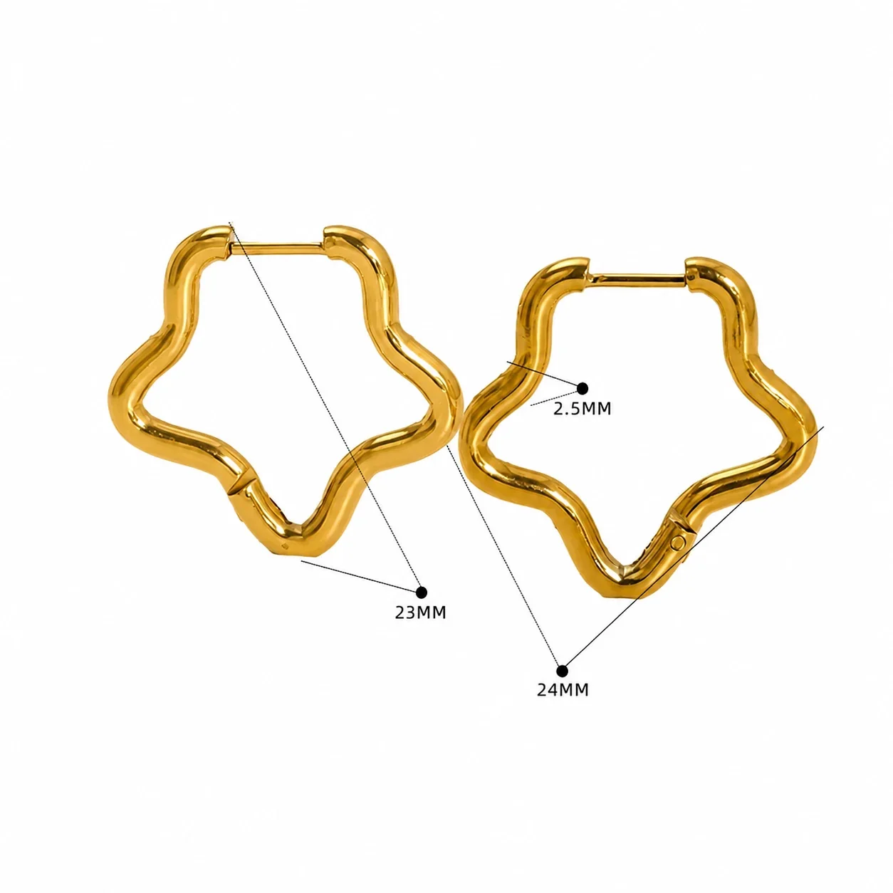 Sculptural Stainless Steel Gold PVD Geometric Huggie Hoop Earrings - Gold Heart
