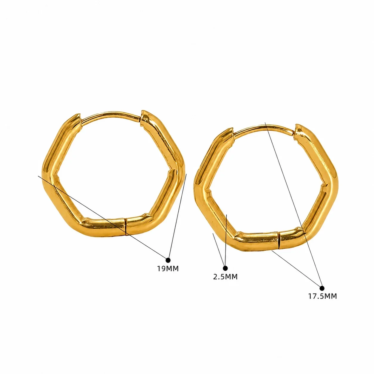 Sculptural Stainless Steel Gold PVD Geometric Huggie Hoop Earrings - Gold Star
